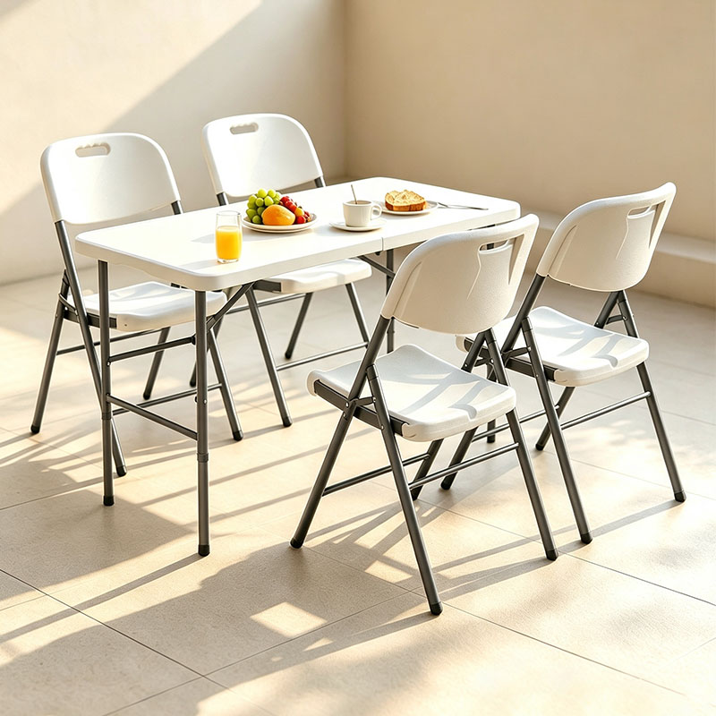120cm adjustable HDPE foldable table indoor dining scene