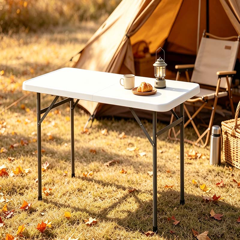 120cm blow molded HDPE folding table outdoor camping scene